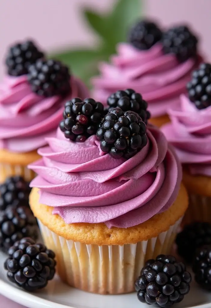 25 Gluten-Free Cupcakes That Everyone Will Love - 18. Blackberry Vanilla Cupcakes