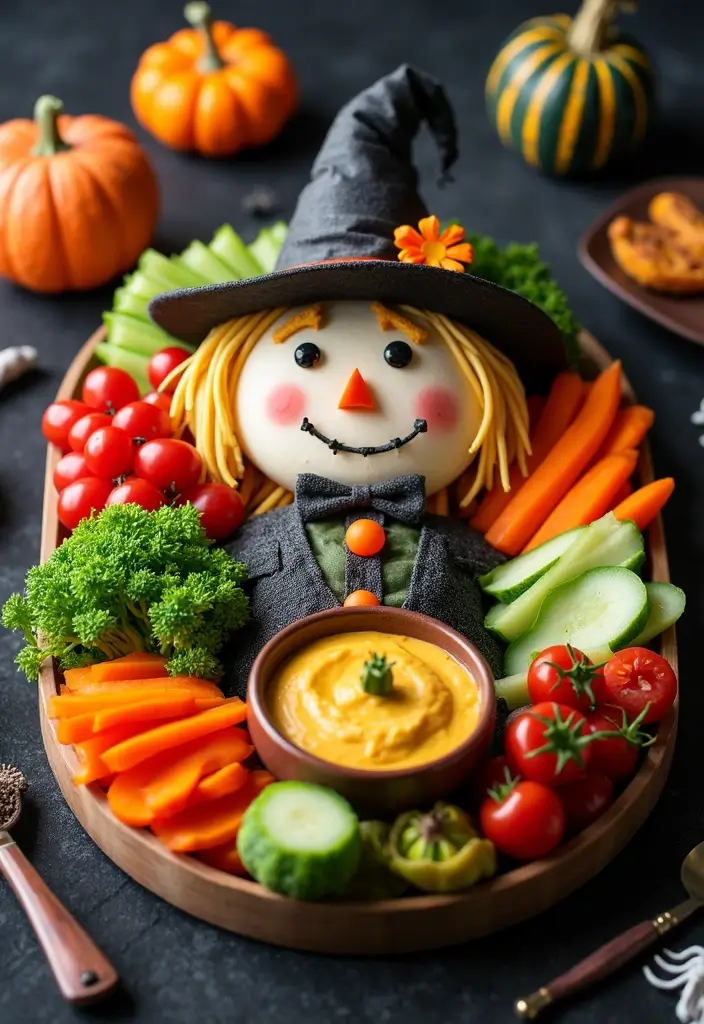 25 Gluten-Free Halloween Treats That Aren’t Boring - 14. Scarecrow Veggie Platter