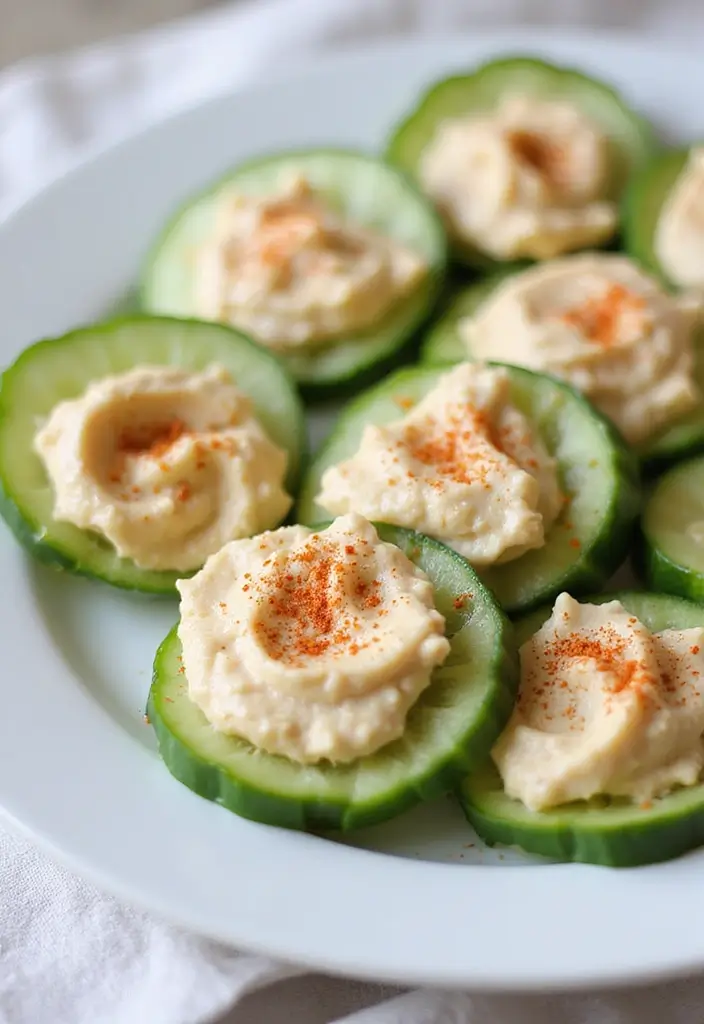25 Gluten-Free Low-Carb Recipes for Weight Loss - 14. Cucumber Hummus Bites