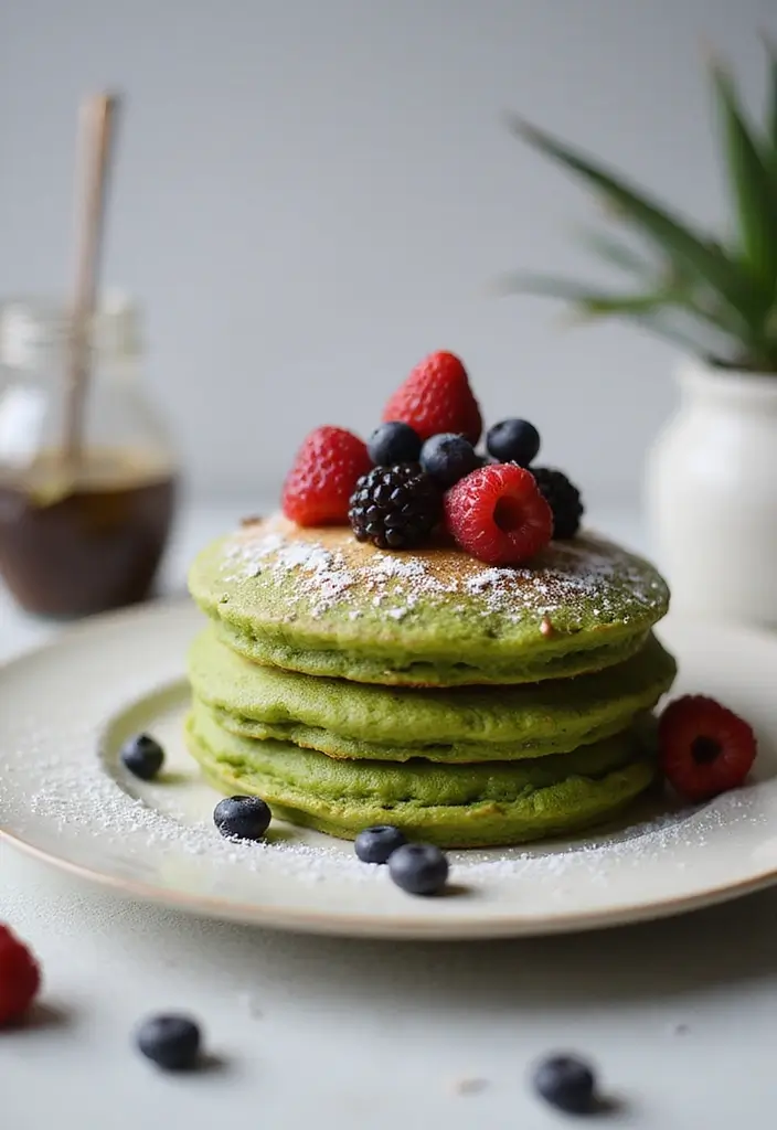 25 Gluten-Free Pancakes and Waffles for Lazy Sundays - 11. Matcha Green Tea Pancakes