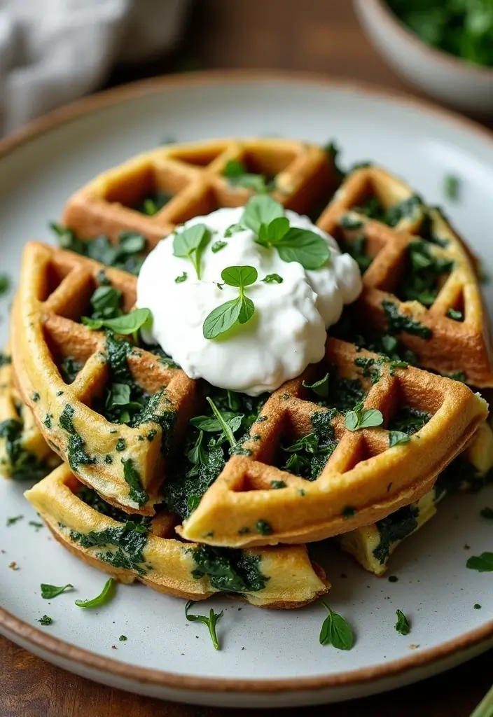 25 Gluten-Free Pancakes and Waffles for Lazy Sundays - 13. Savory Spinach and Feta Waffles
