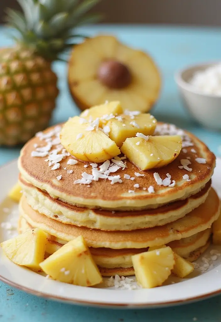 25 Gluten-Free Pancakes and Waffles for Lazy Sundays - 22. Tropical Pineapple Coconut Pancakes