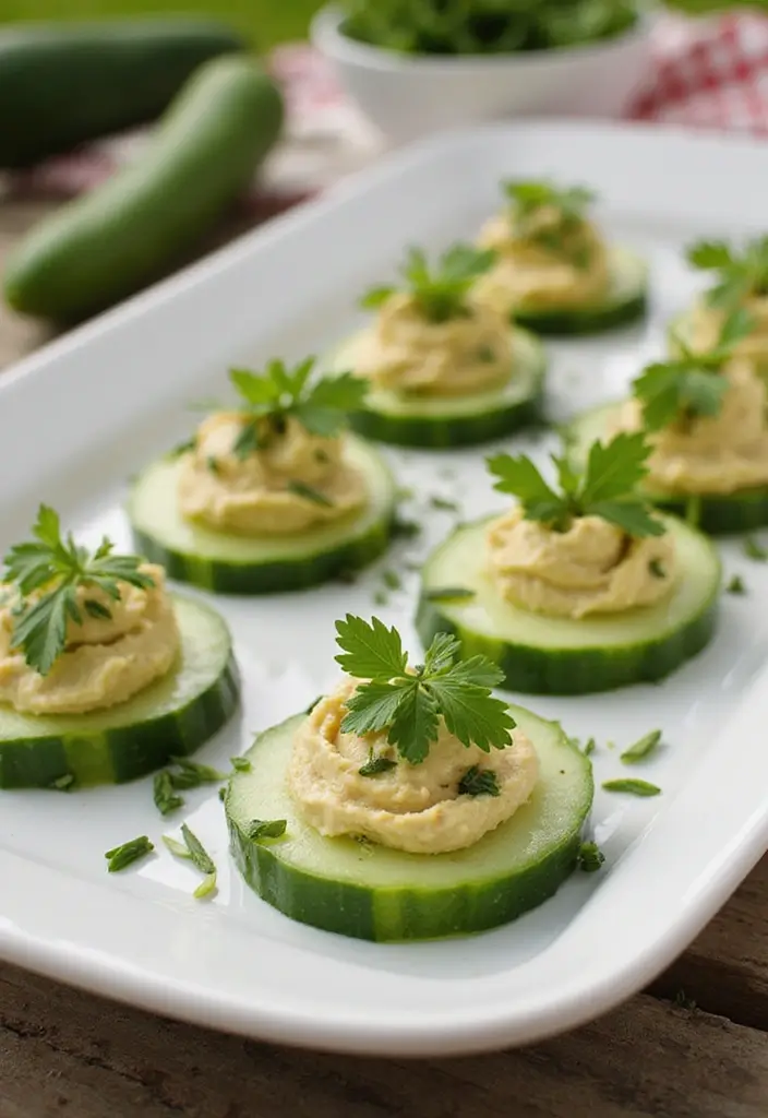 25 Gluten-Free Picnic Recipes for Summer Days - 17. Cucumber Hummus Bites