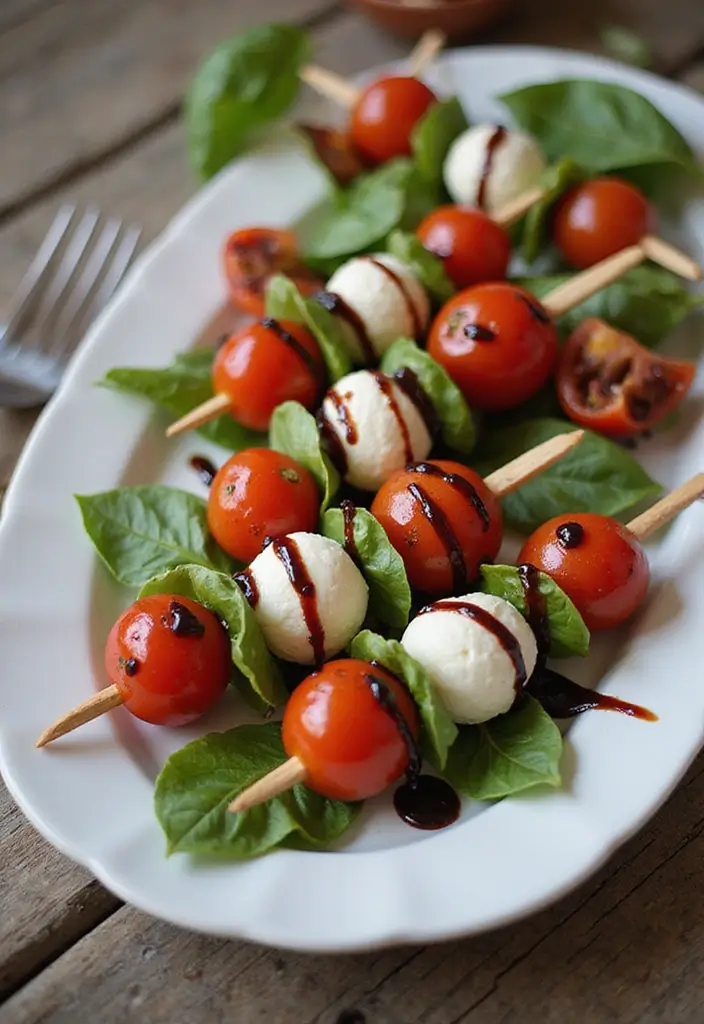 25 Gluten-Free Picnic Recipes for Summer Days - 2. Caprese Skewers with Balsamic Glaze