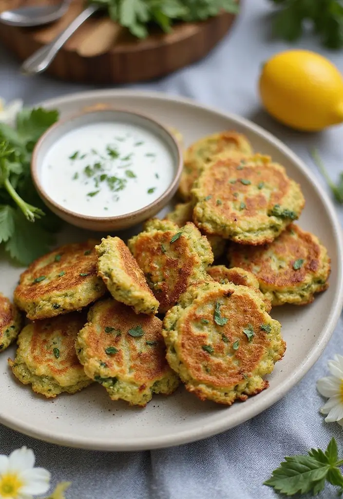 25 Gluten-Free Picnic Recipes for Summer Days - 5. Zucchini Fritters with Tzatziki Sauce