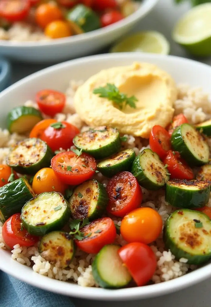 25 Gluten-Free Recipes with Rice You’ll Want Daily - 20. Grilled Veggie and Hummus Rice Bowl