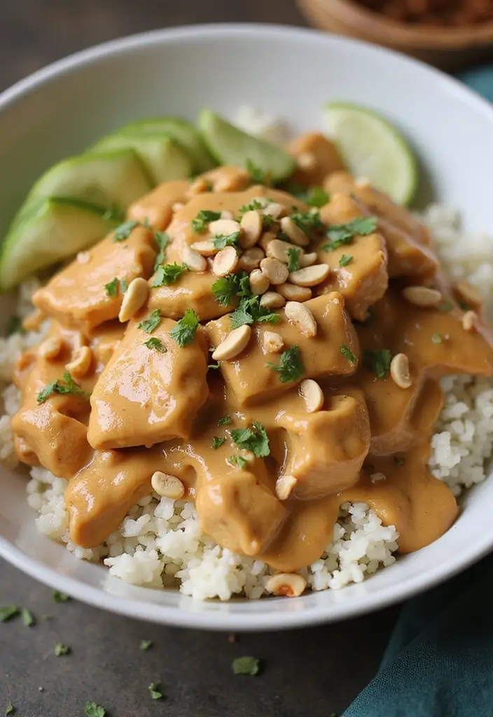 25 Gluten-Free Recipes with Rice You’ll Want Daily - 9. Peanut Butter Chicken Rice Bowl
