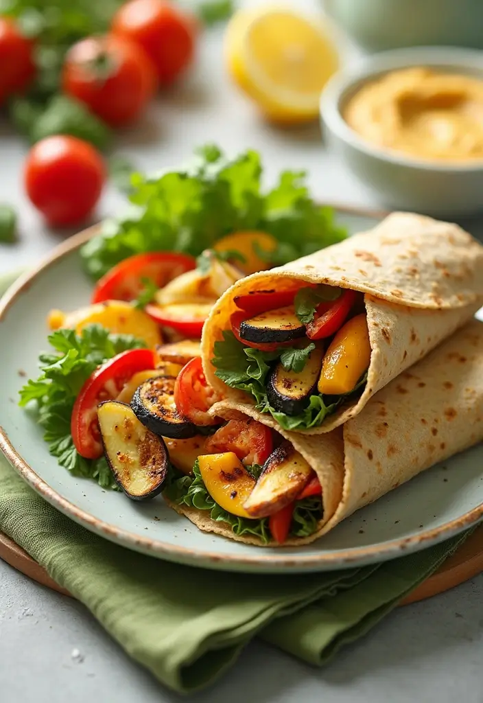 25 Heart-Healthy Gluten-Free Dinners for Busy Families - 25. Grilled Vegetable and Hummus Wraps
