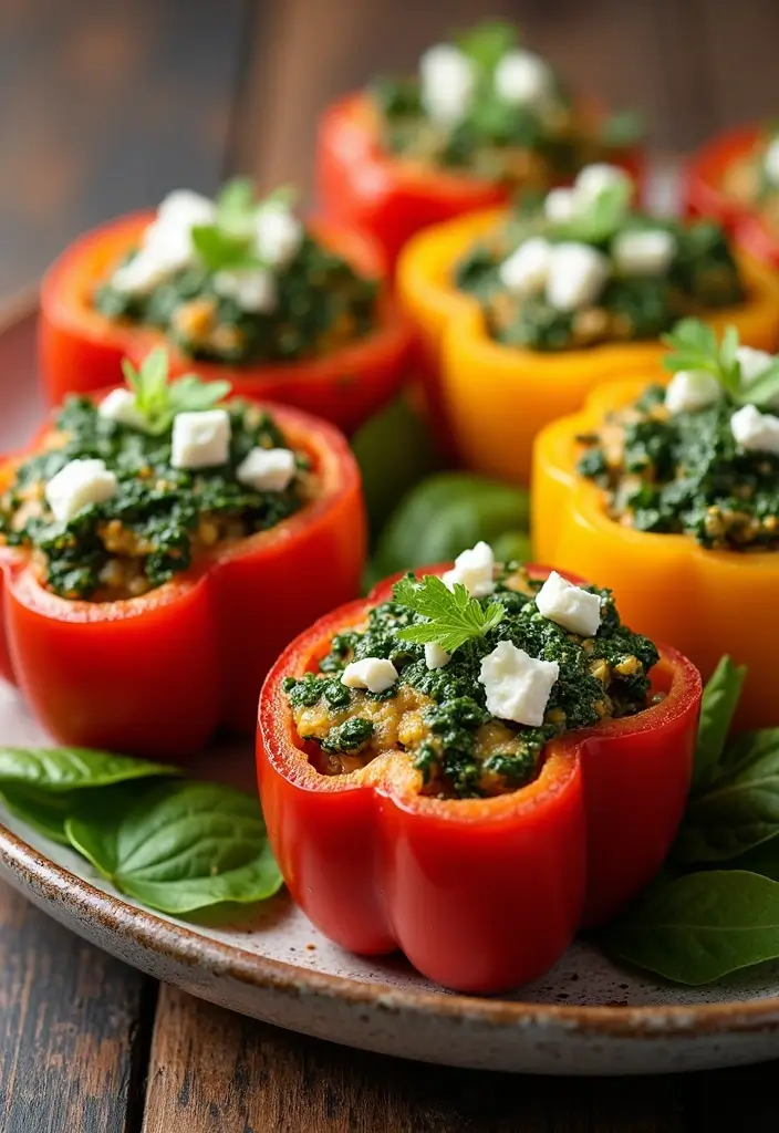 25 High-Fiber Gluten-Free Dishes for Gut Health - 11. Spinach & Feta Stuffed Peppers