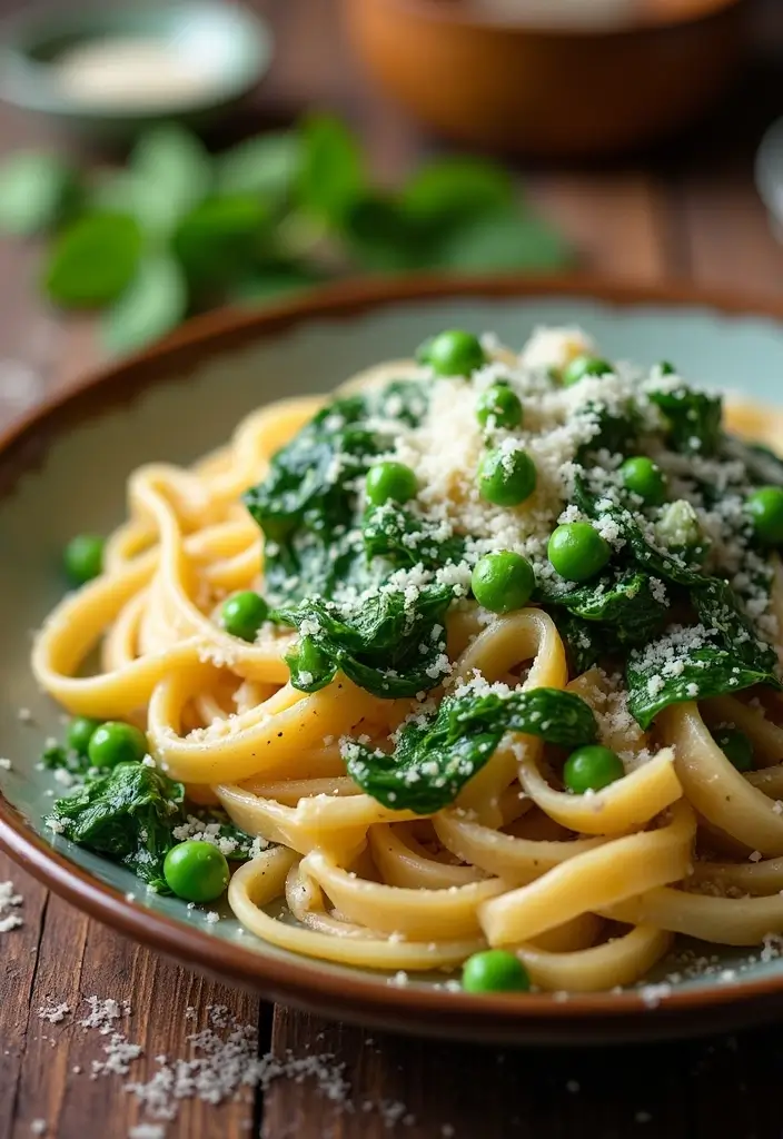 25 High-Fiber Gluten-Free Dishes for Gut Health - 17. Whole Wheat Pasta with Spinach & Peas