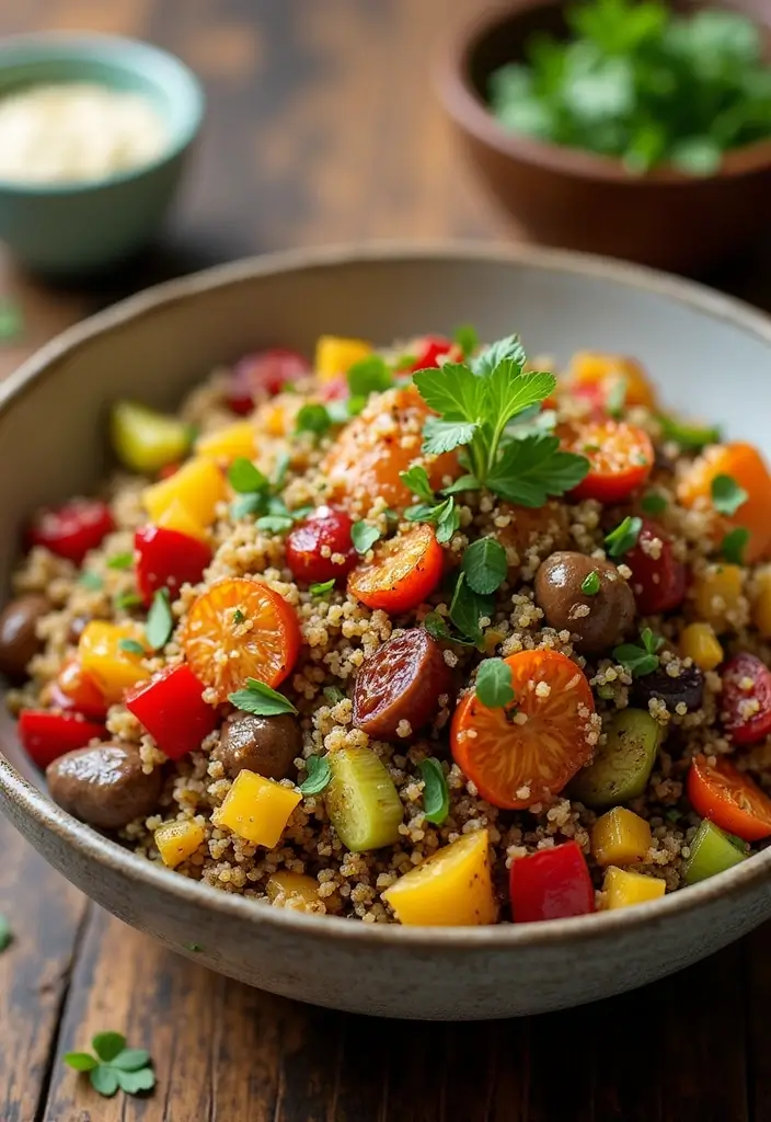 25 High-Fiber Gluten-Free Dishes for Gut Health - 21. Quinoa & Roasted Vegetable Bowl