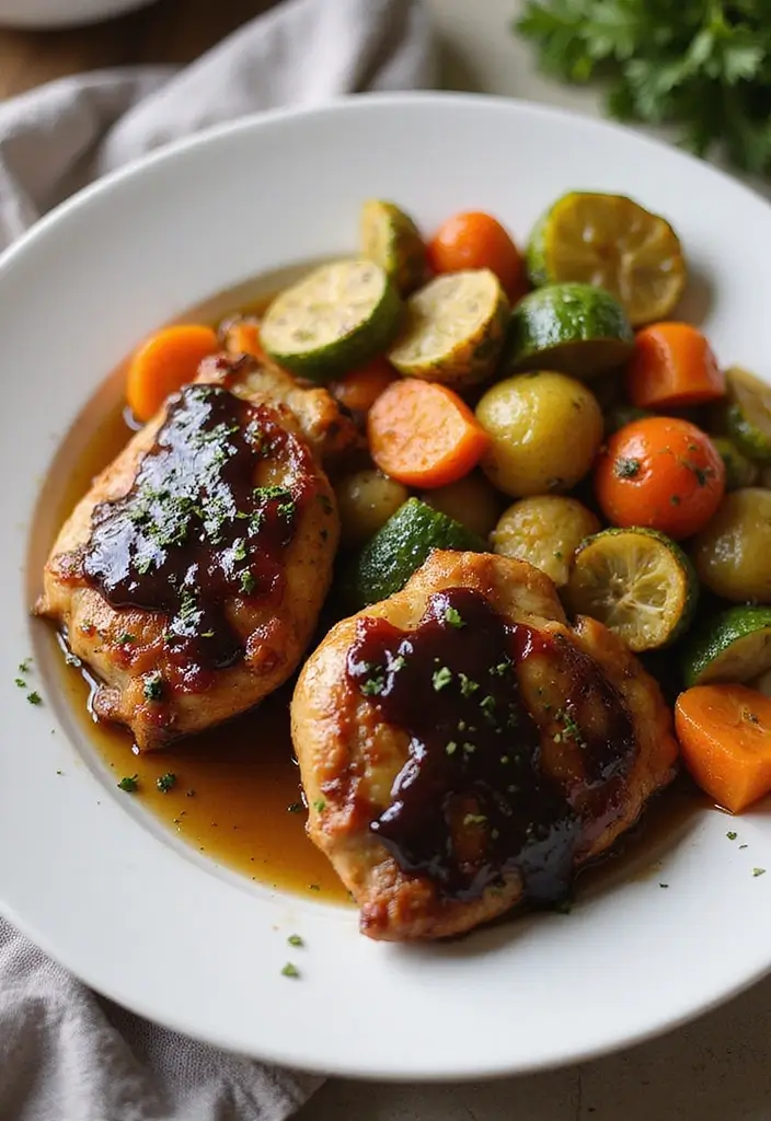 26 Easy Gluten-Free Weeknight Dinner Recipes - 22. Balsamic Glazed Chicken and Veggies