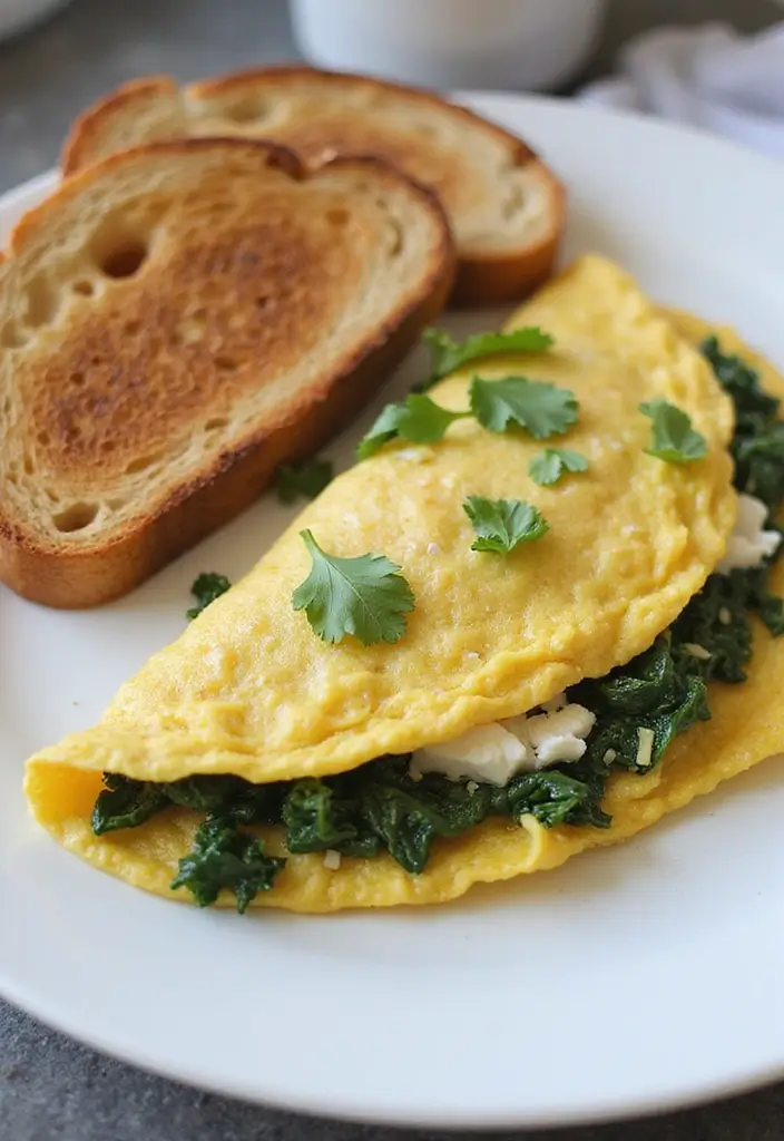 26 Gluten-Free Breakfasts for Family Sundays - 18. Spinach and Feta Omelet