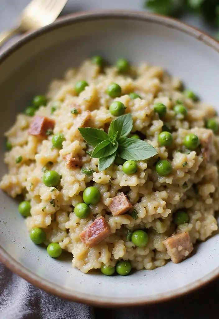 26 Gluten-Free Family Dinner Ideas on a Budget - 15. Gluten-Free Pancetta and Pea Risotto