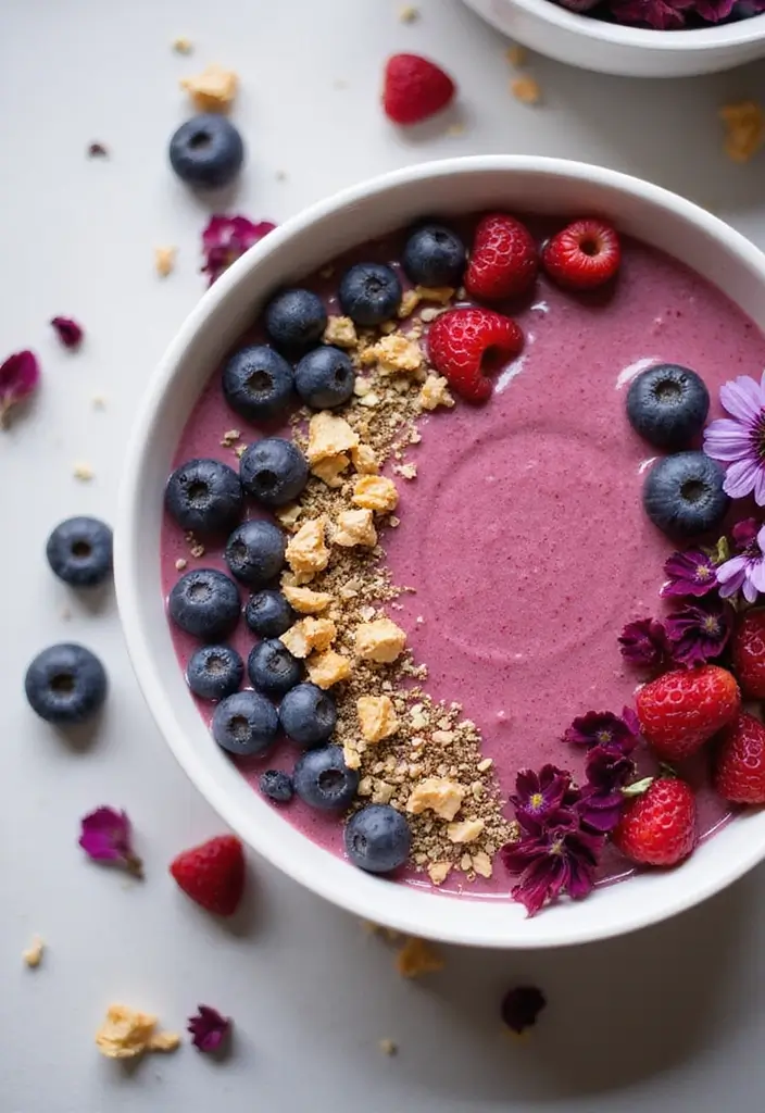 26 Gluten-Free Smoothie Bowls That Look Like Art - 23. Hibiscus Berry Bowl