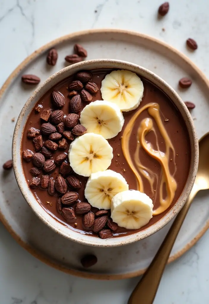 26 Gluten-Free Smoothie Bowls That Look Like Art - 4. Chocolate Peanut Butter Dream Bowl
