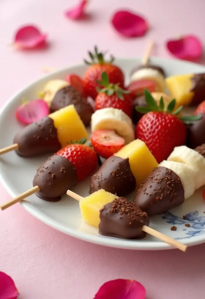 26 Gluten-Free Valentine’s Desserts for Loved Ones - 5. Chocolate Dipped Fruit Skewers