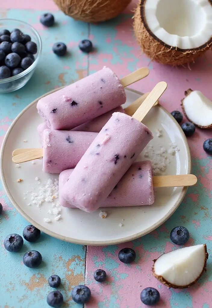 26 No-Bake Gluten-Free Desserts for Hot Days - 15. Blueberry Coconut Popsicles