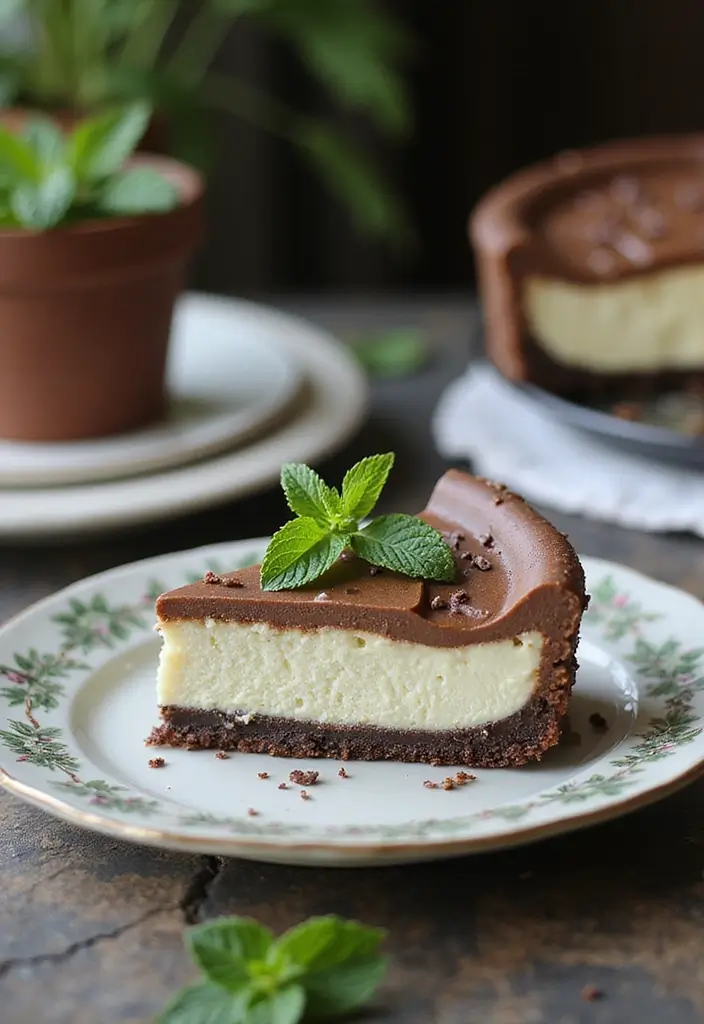 26 No-Bake Gluten-Free Desserts for Hot Days - 21. No-Bake Chocolate Mint Cheesecake
