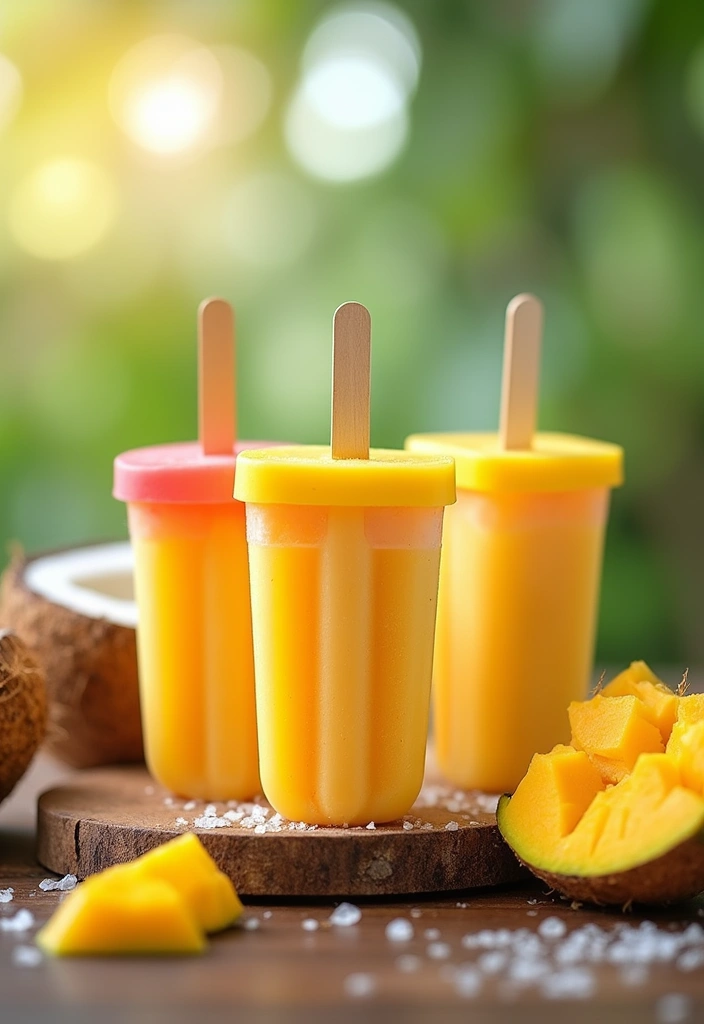 26 No-Bake Gluten-Free Desserts for Hot Days - 4. Mango Coconut Popsicles