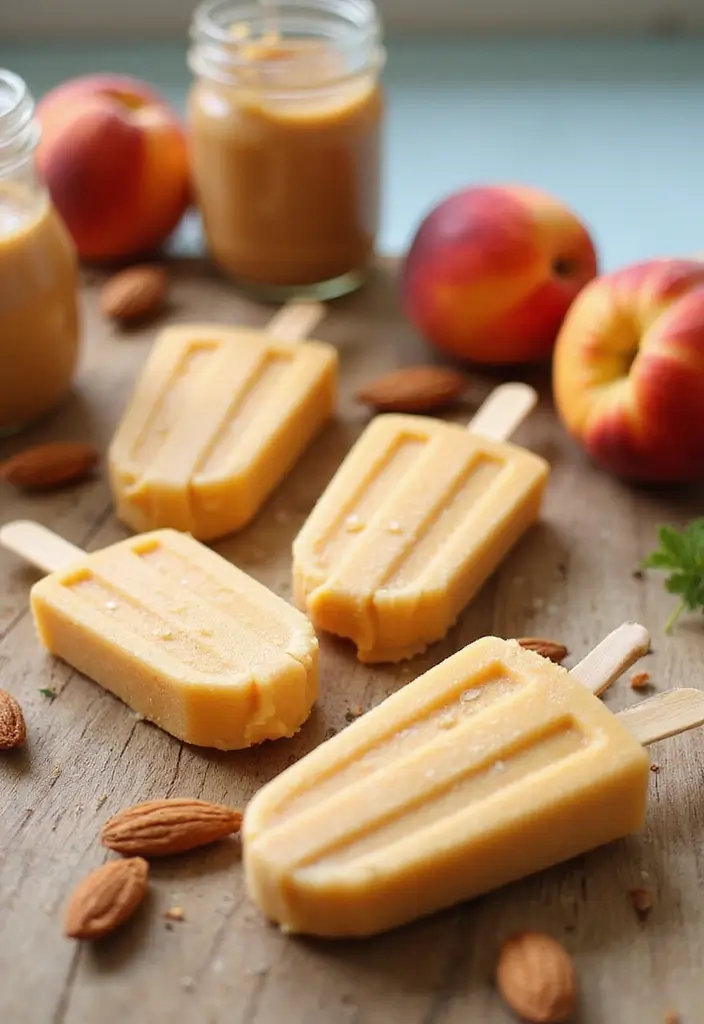 26 No-Bake Gluten-Free Desserts for Hot Days - 9. Peach Almond Butter Popsicles