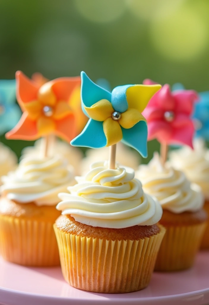 27 Gluten-Free Cupcake Decorating Ideas - 14. Pinwheel Cupcake Toppers