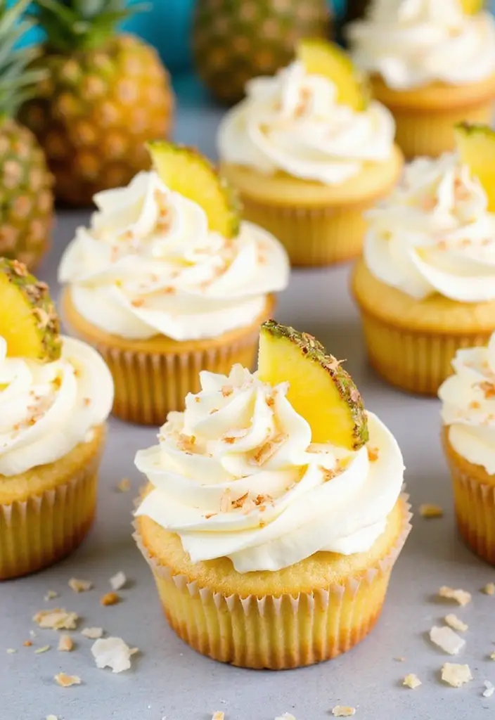 27 Gluten-Free Cupcake Decorating Ideas - 24. Tropical Pineapple Cupcakes