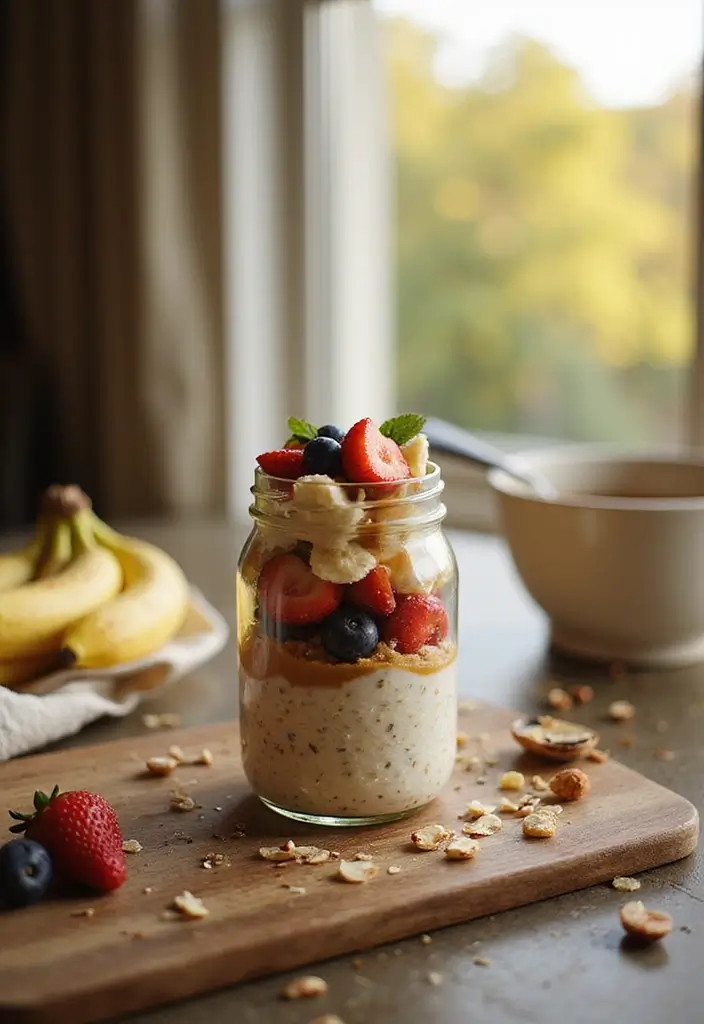 27 Gluten-Free Meal Prep Ideas for the Week - 7. Overnight Oats with Almond Butter