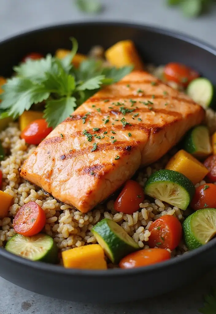 27 Gluten-Free Power Bowls for Balanced Meals - 10. Grilled Salmon & Veggie Bowl