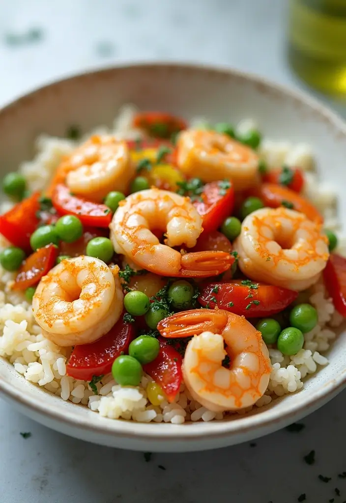 27 Gluten-Free Power Bowls for Balanced Meals - 15. Cauliflower Rice & Shrimp Bowl