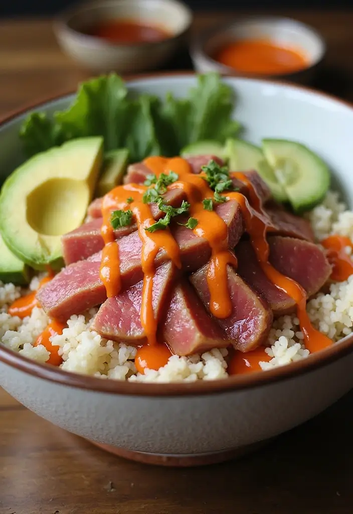 27 Gluten-Free Power Bowls for Balanced Meals - 19. Spicy Tuna Poke Bowl