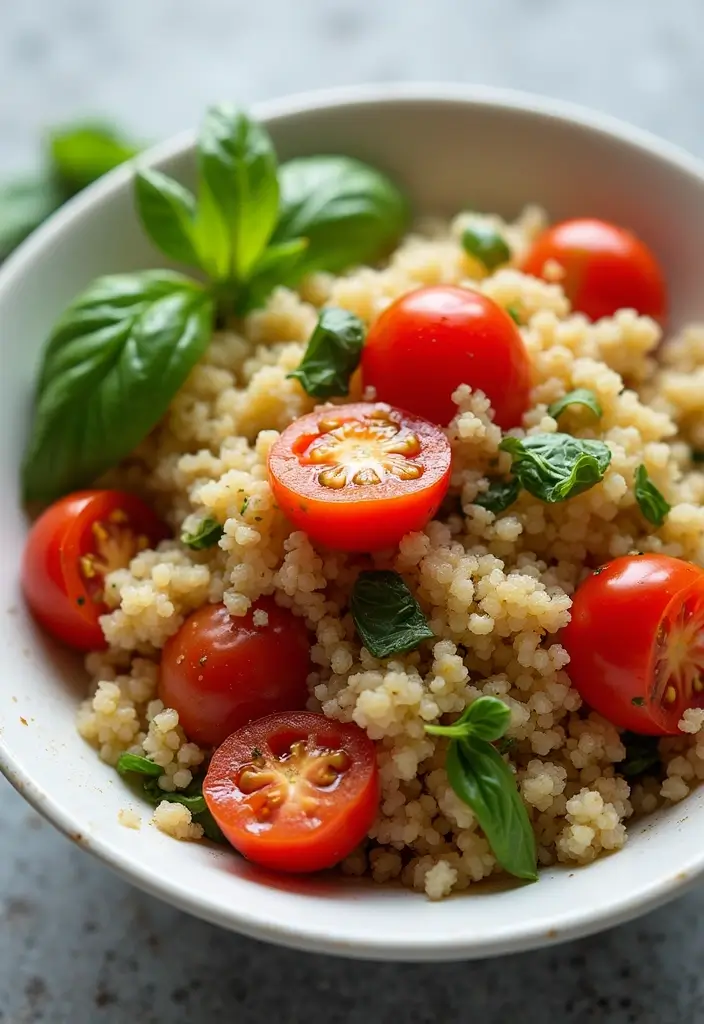 27 Gluten-Free Power Bowls for Balanced Meals - 20. Tomato & Basil Quinoa Bowl