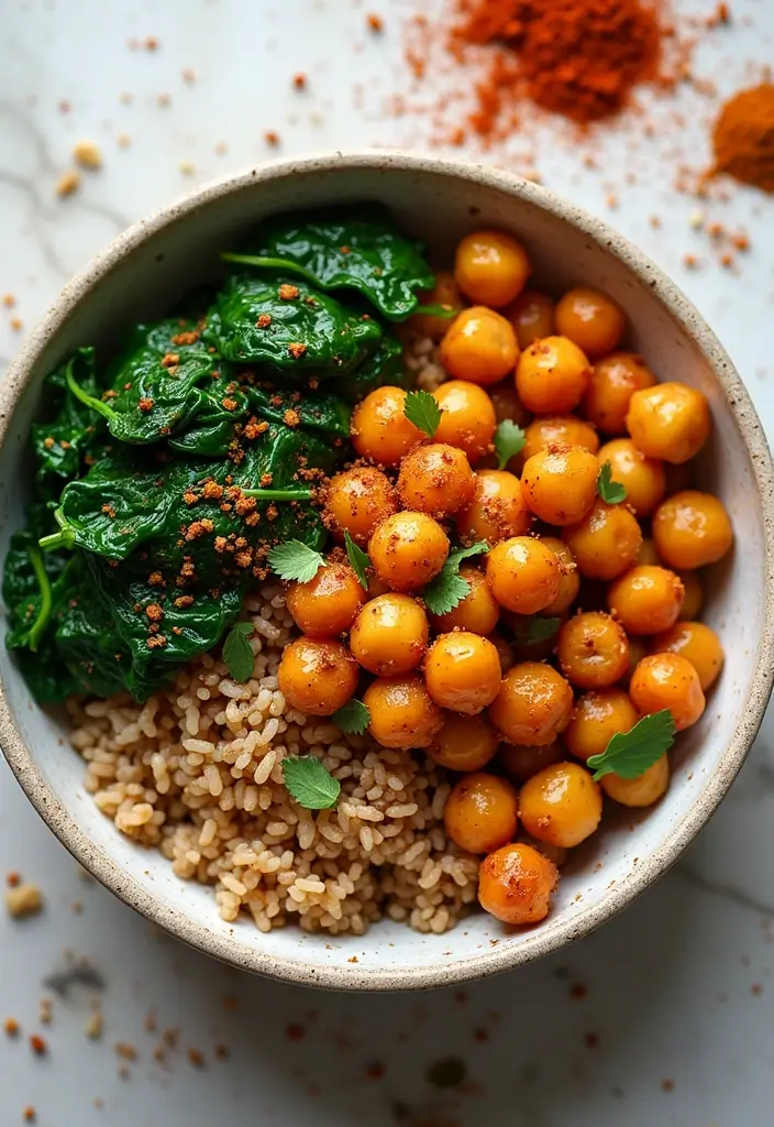27 Gluten-Free Power Bowls for Balanced Meals - 21. Spicy Chickpea & Spinach Bowl