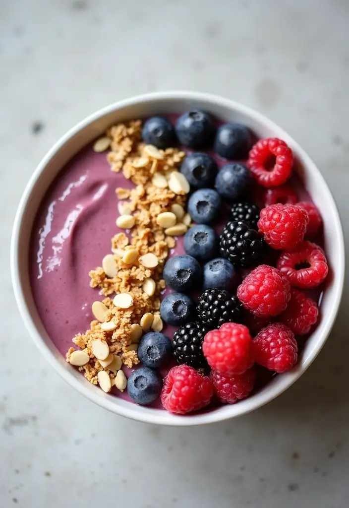 27 Gluten-Free Power Bowls for Balanced Meals - 23. Almond & Berry Smoothie Bowl