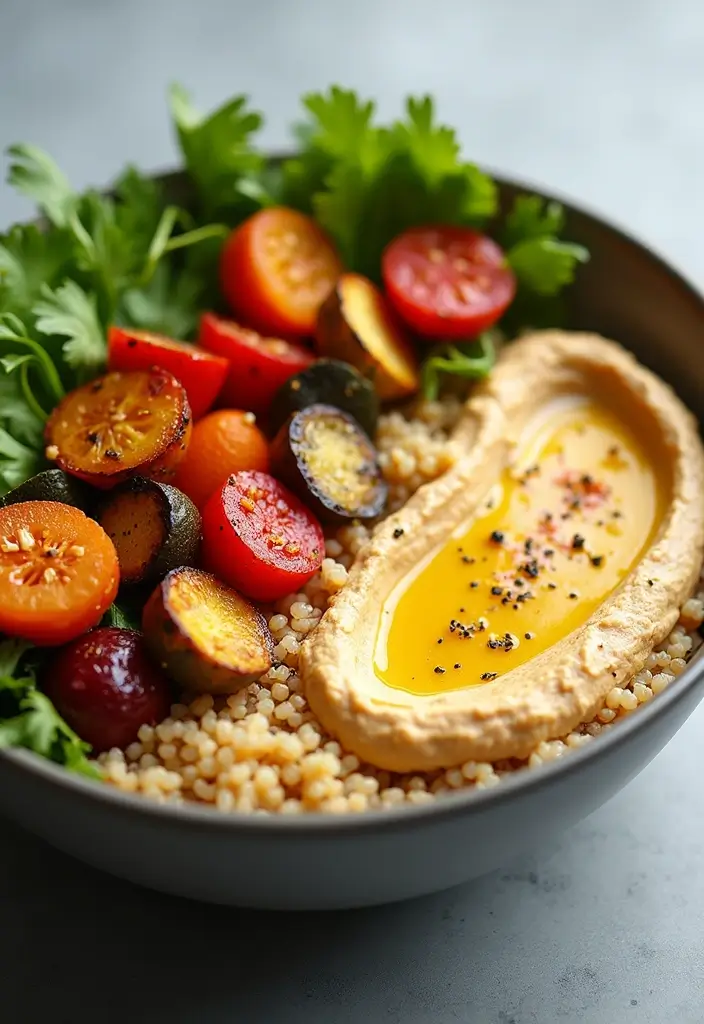 27 Gluten-Free Power Bowls for Balanced Meals - 24. Roasted Vegetable & Hummus Bowl