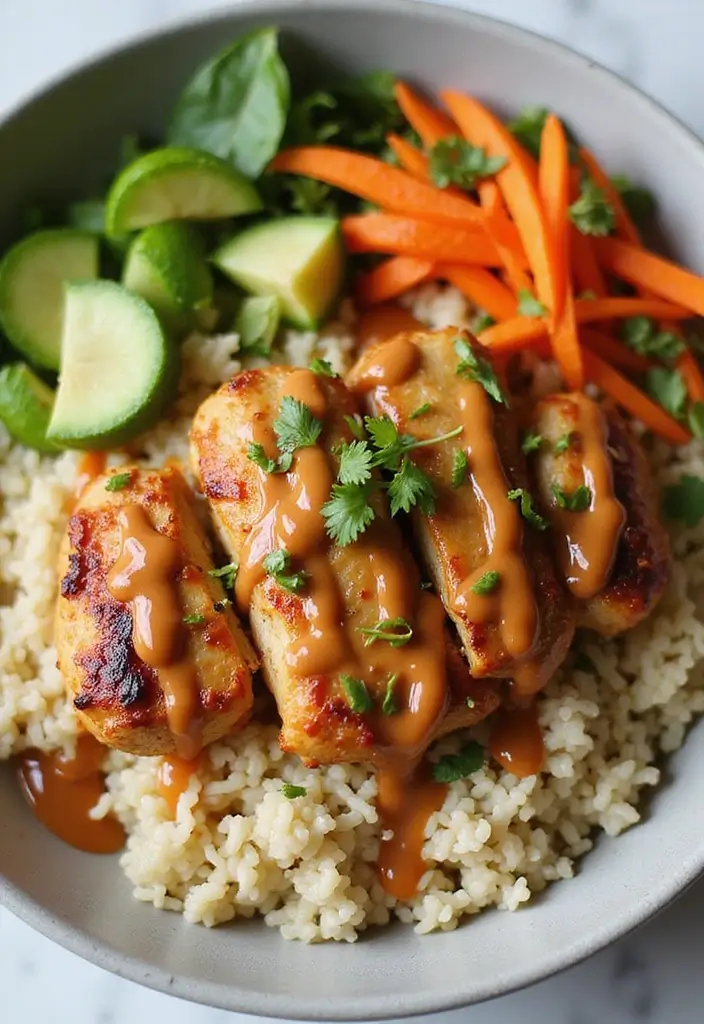27 Gluten-Free Power Bowls for Balanced Meals - 25. Thai Peanut Chicken Bowl