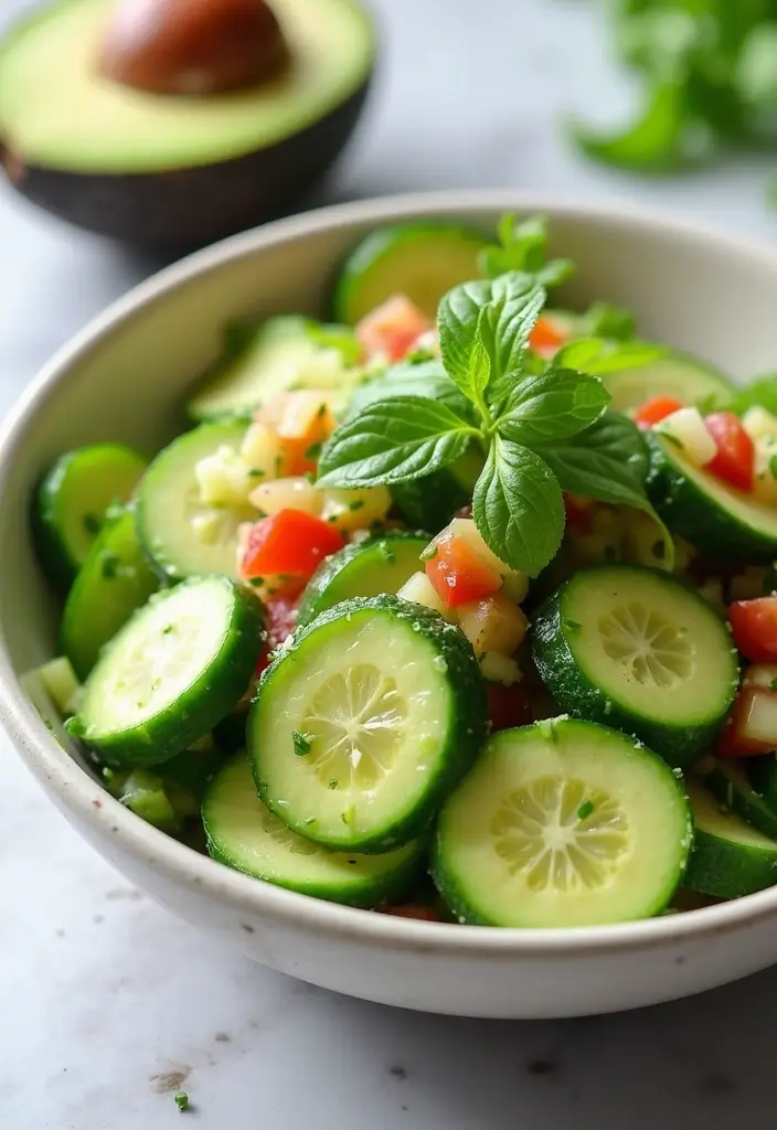 27 Gluten-Free Salads That Actually Fill You Up - 14. Cucumber and Avocado Salad