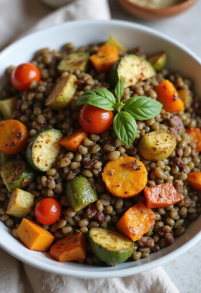 27 Gluten-Free Salads That Actually Fill You Up - 16. Lentil Salad with Roasted Vegetables
