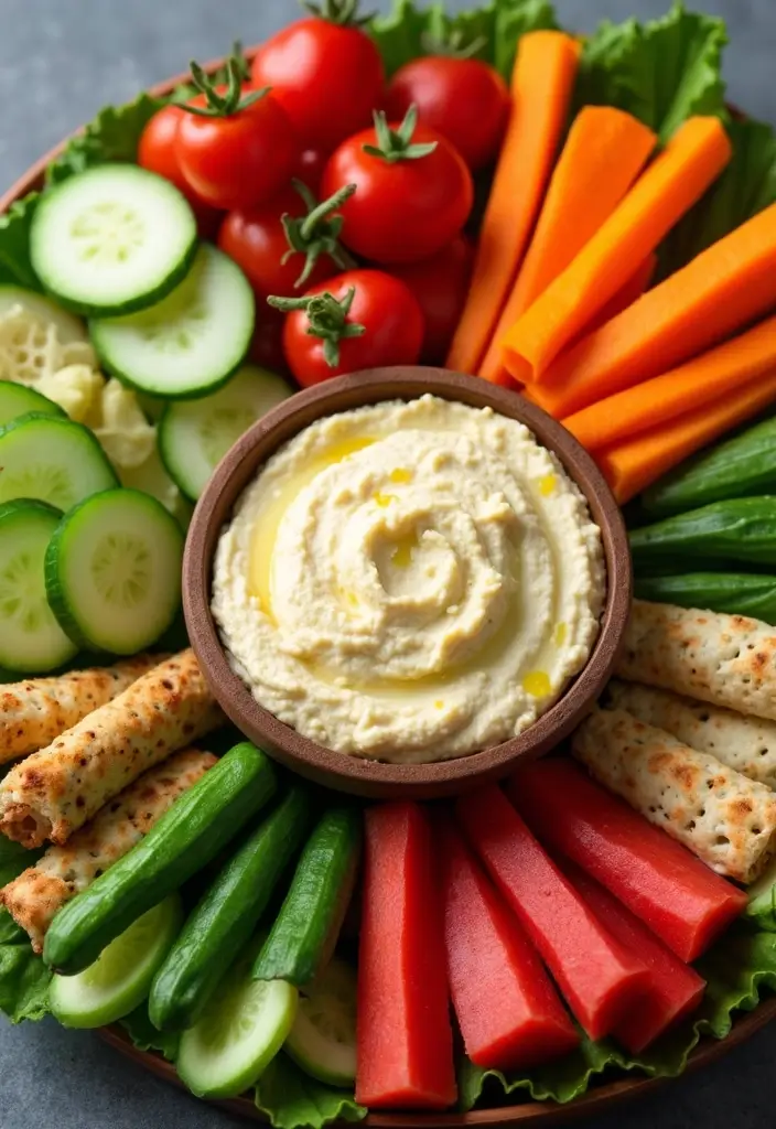 27 Gluten-Free Snacks for Movie Nights - 22. Sliced Veggie Platter with Hummus