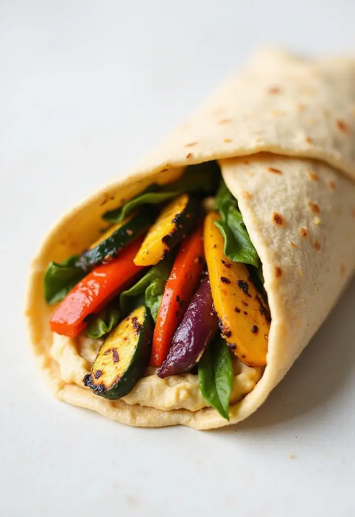 27 Gluten-Free Vegan Meals Packed with Protein - 8. Grilled Vegetable and Hummus Wrap