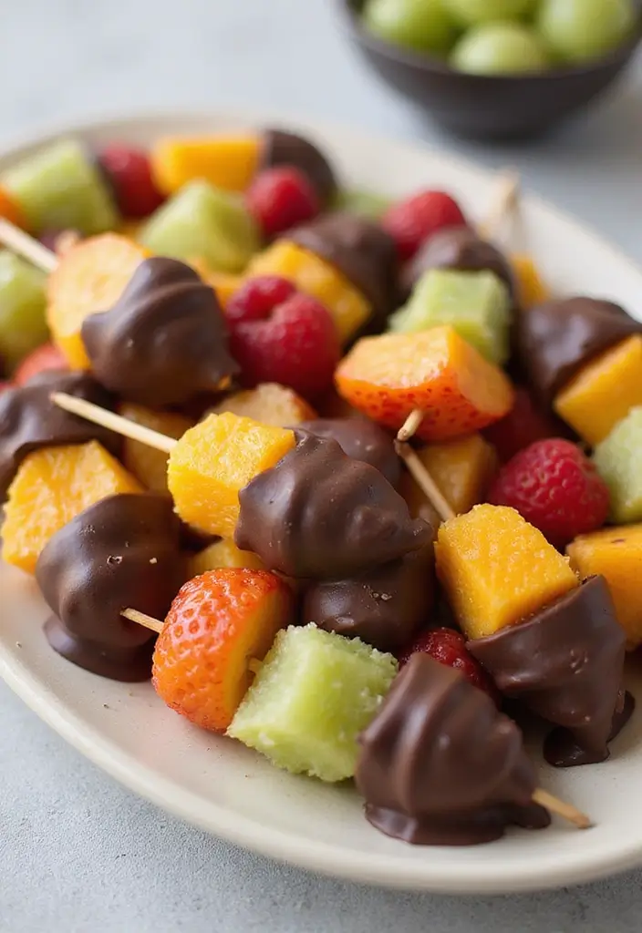 28 Gluten-Free Birthday Treats for All Ages - 11. Chocolate Dipped Fruit Skewers