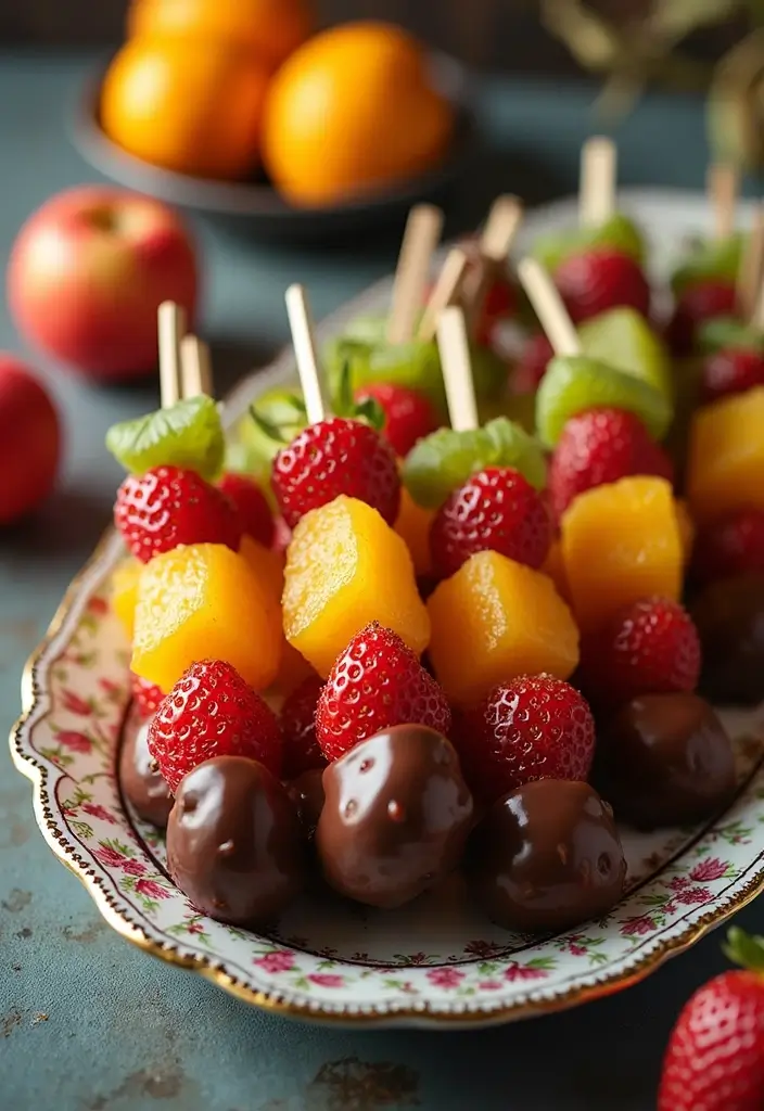 28 Gluten-Free Dessert Recipes That Wow Guests - 12. Chocolate-Dipped Fruit Skewers
