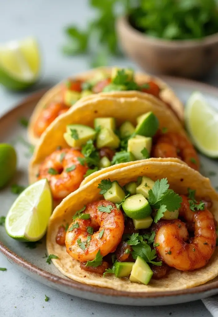 28 Gluten-Free Low-Calorie Dinners Under 400 Calories - 14. Shrimp Tacos with Avocado Salsa