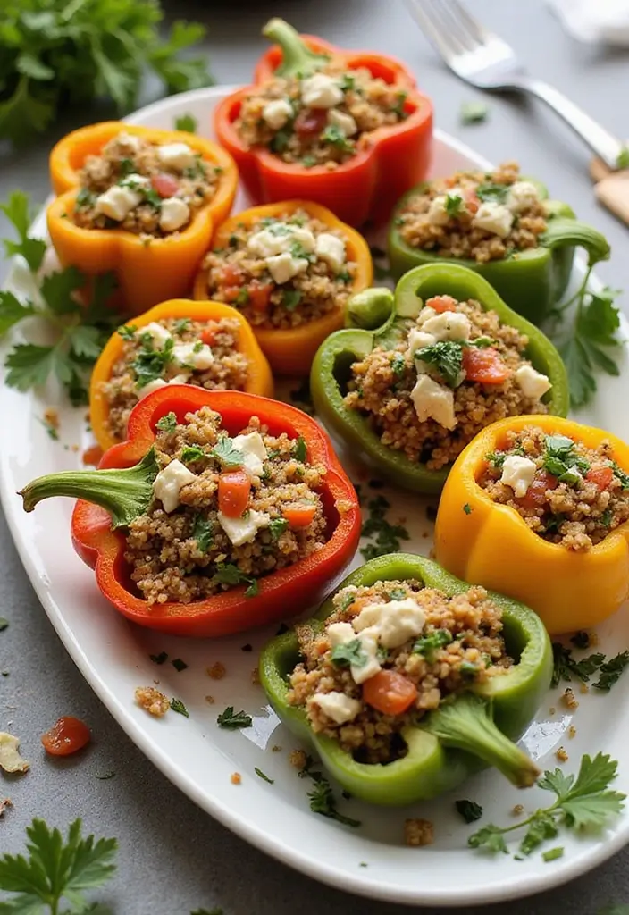 28 Gluten-Free Low-Calorie Dinners Under 400 Calories - 22. Greek Quinoa Stuffed Peppers