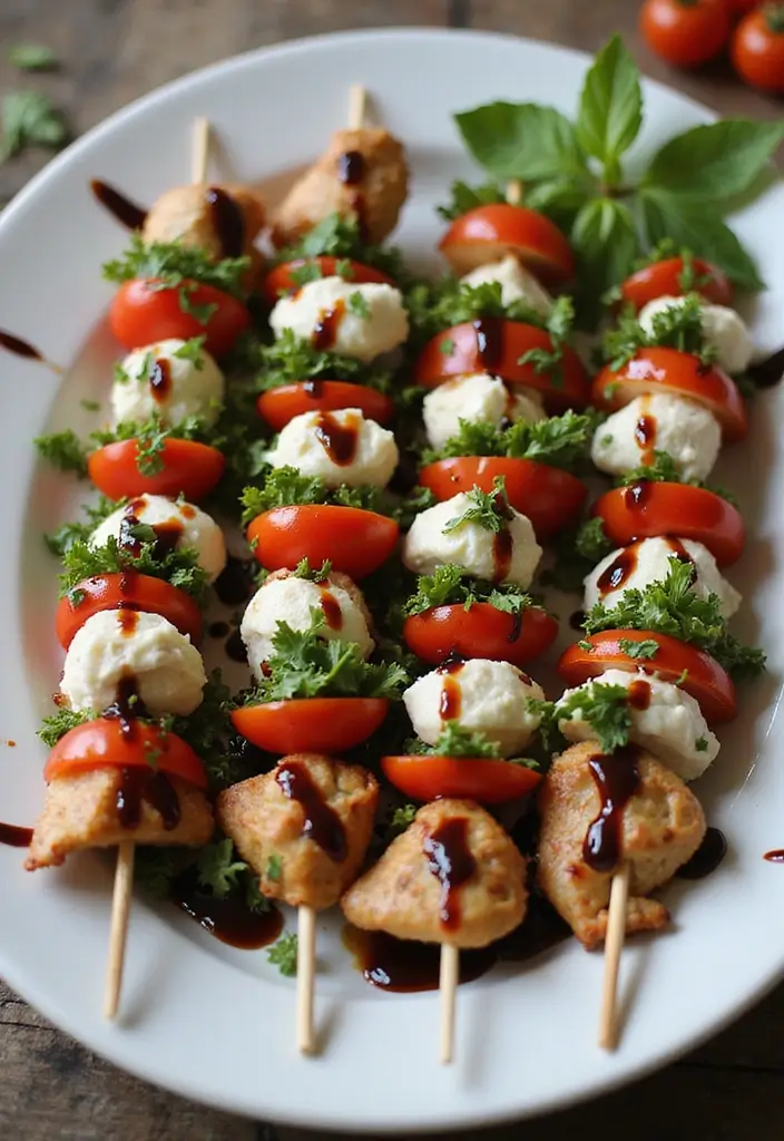 28 Gluten-Free Low-Calorie Dinners Under 400 Calories - 27. Caprese Chicken Skewers