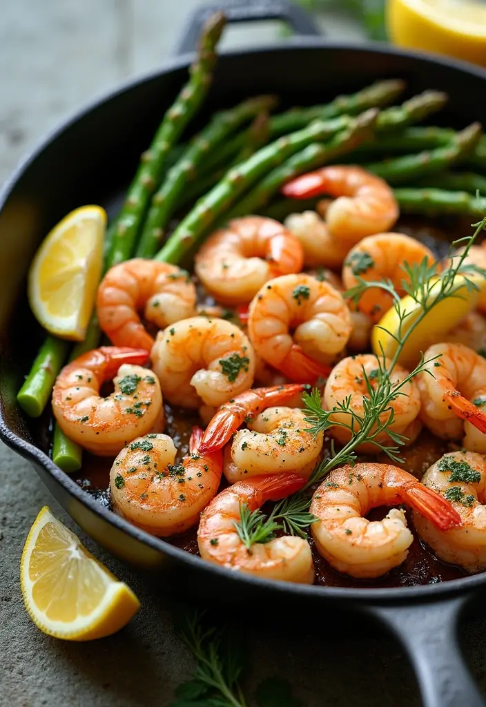 28 Gluten-Free Low-Calorie Dinners Under 400 Calories - 3. Lemon Garlic Shrimp with Asparagus