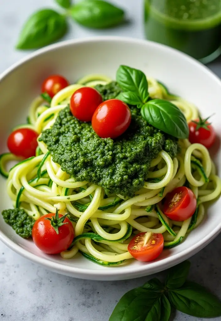 28 Gluten-Free Low-Calorie Dinners Under 400 Calories - 6. Zucchini Noodles with Pesto