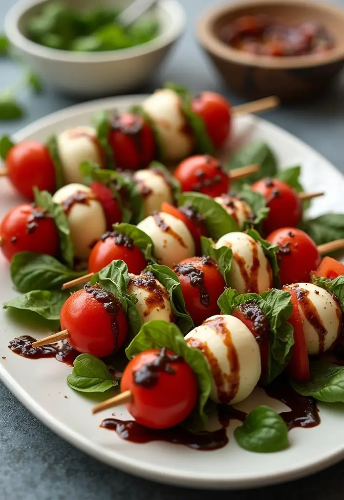 28 Gluten-Free Lunchbox Ideas for Work or School - 7. Caprese Skewers with Balsamic Glaze