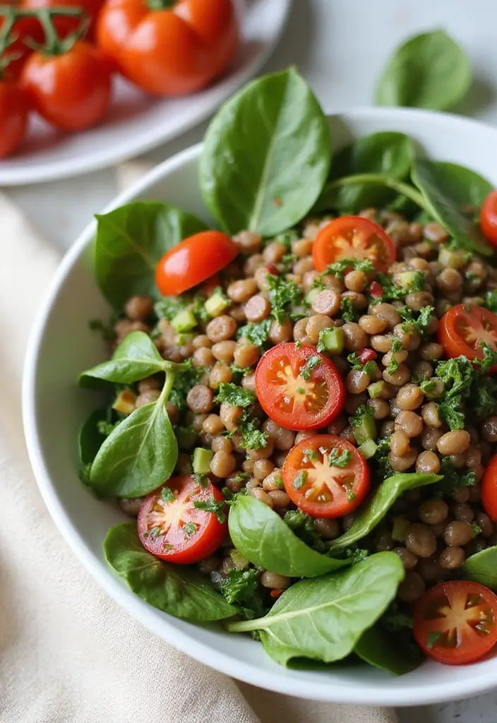 28 Gluten-Free Protein Snacks for Post-Workout - 11. Lentil Salad with Spinach