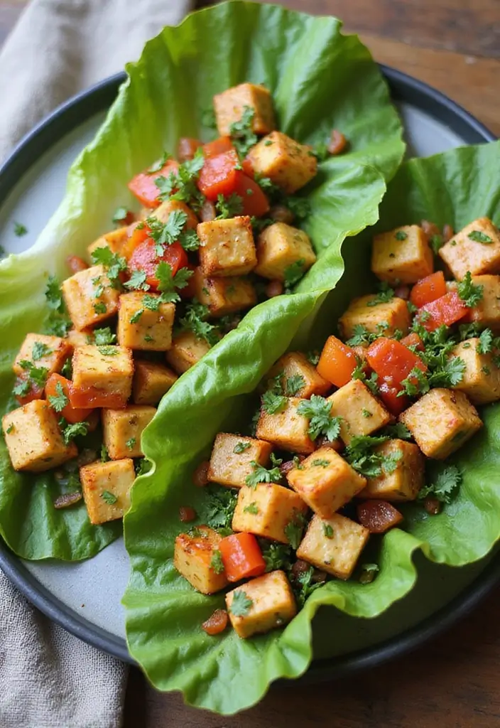 28 Gluten-Free Sandwich Ideas Without Bread - 14. Tofu and Veggie Lettuce Wraps